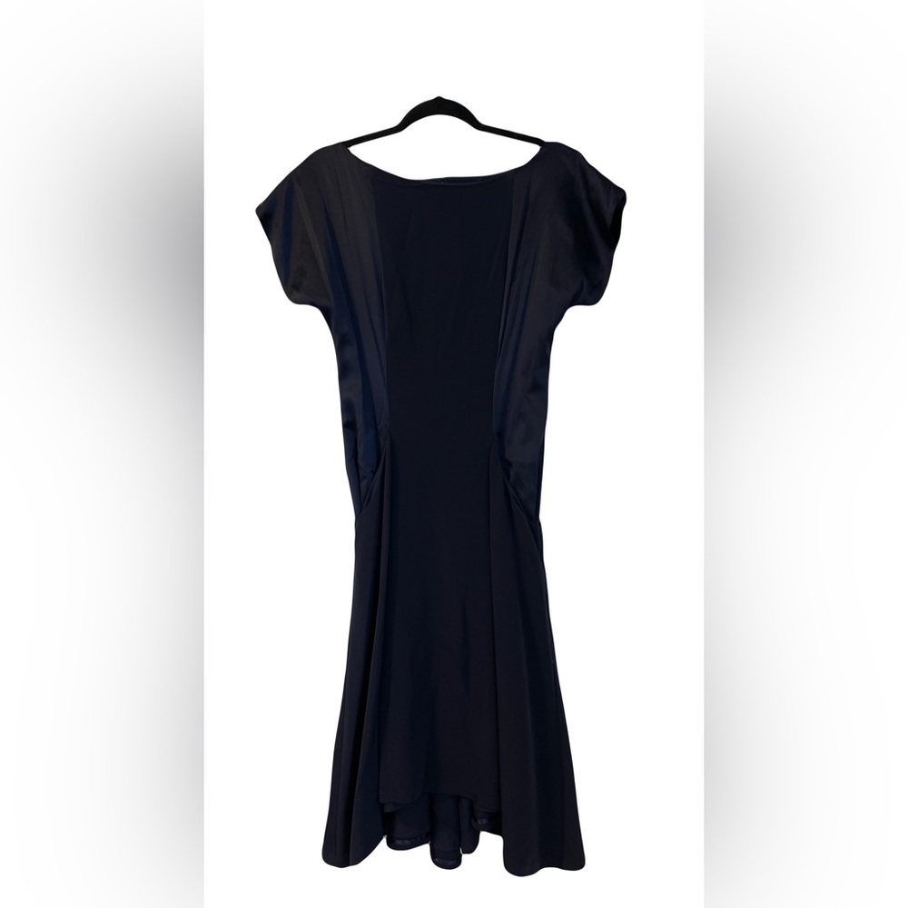 KATHERINE KIDD Silk Midi Dress Navy Blue Size 6